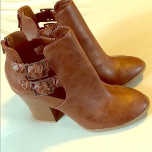 Brown heeled booties